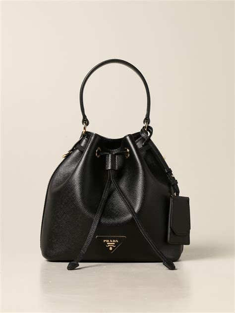 prada buckey bag|Black Leather Bucket Bag .